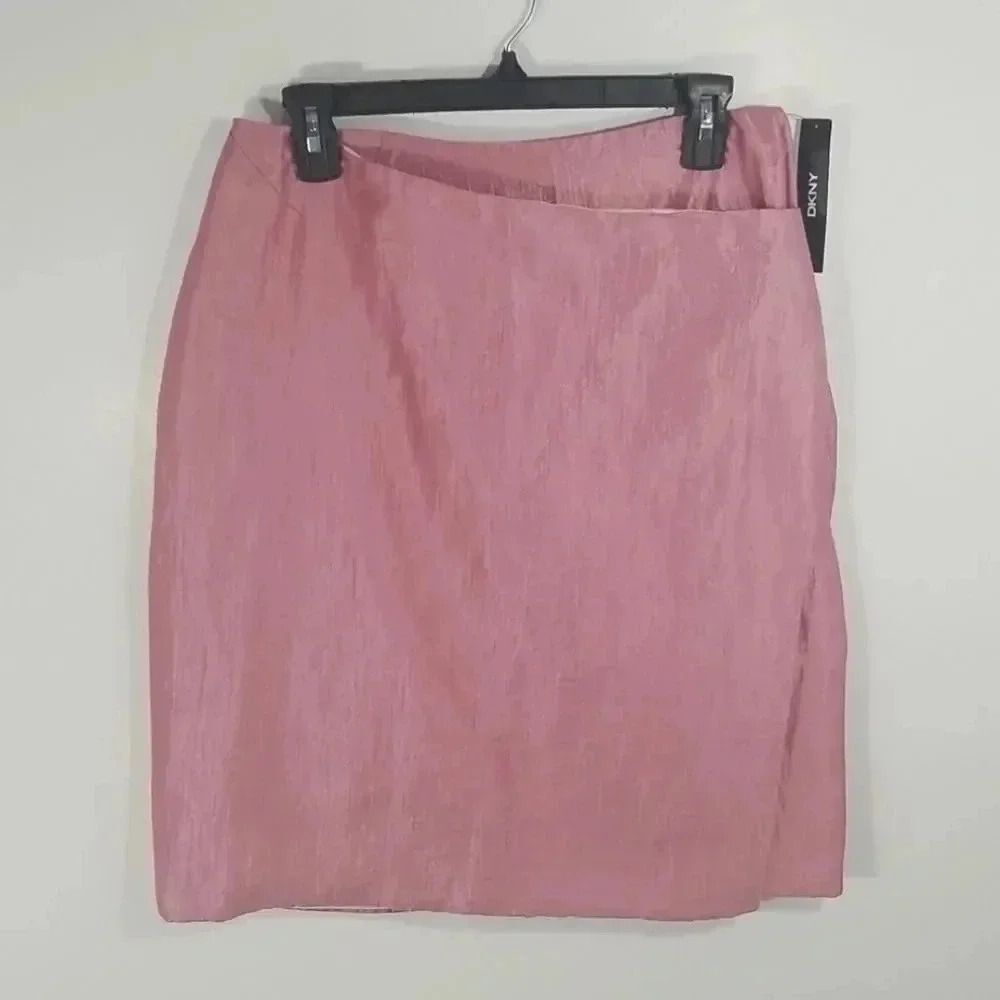 {DKNY} Asymmetrical Wrap Skirt in Damask Rose